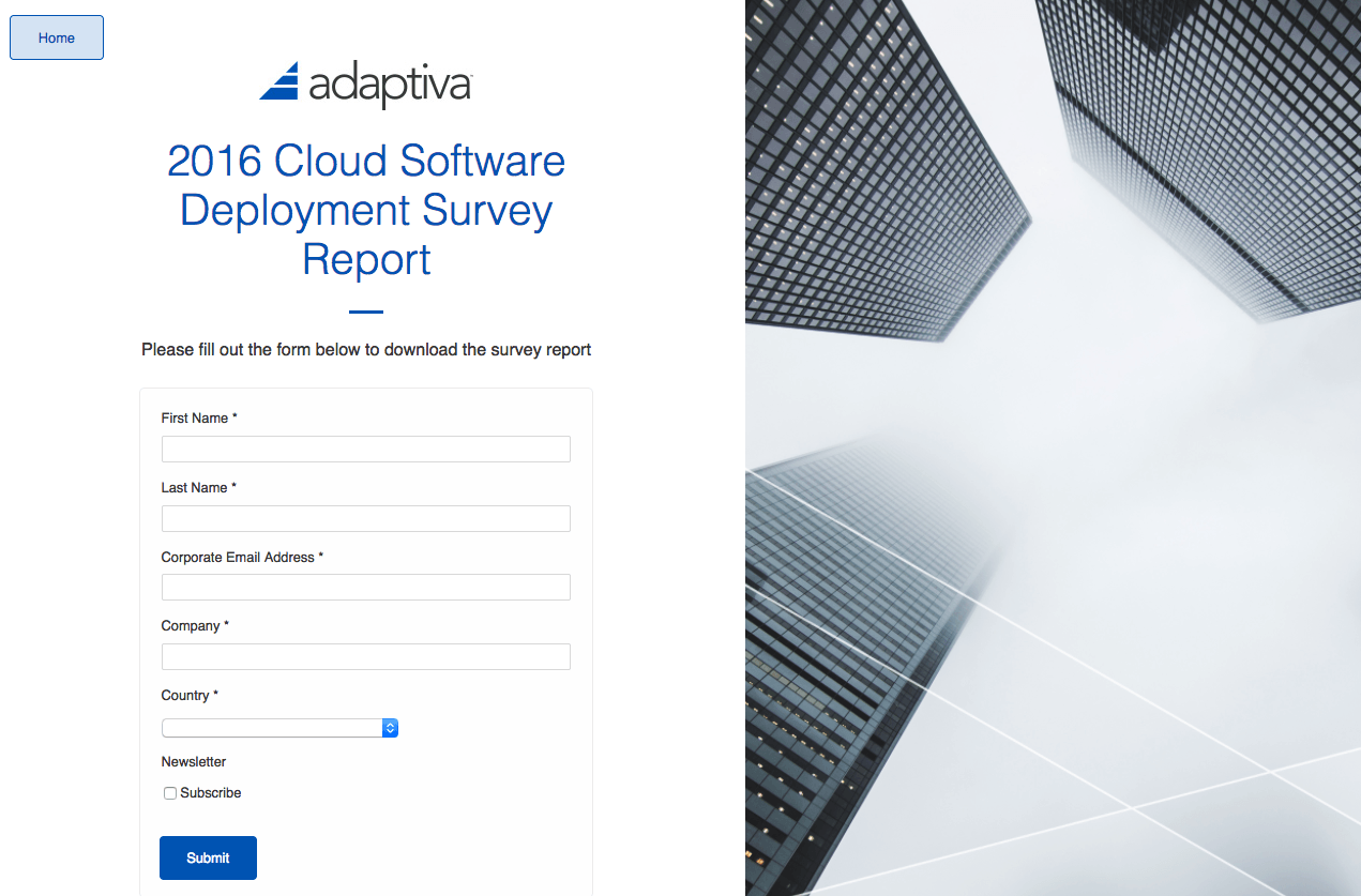 Adaptiva post-click landing page Example