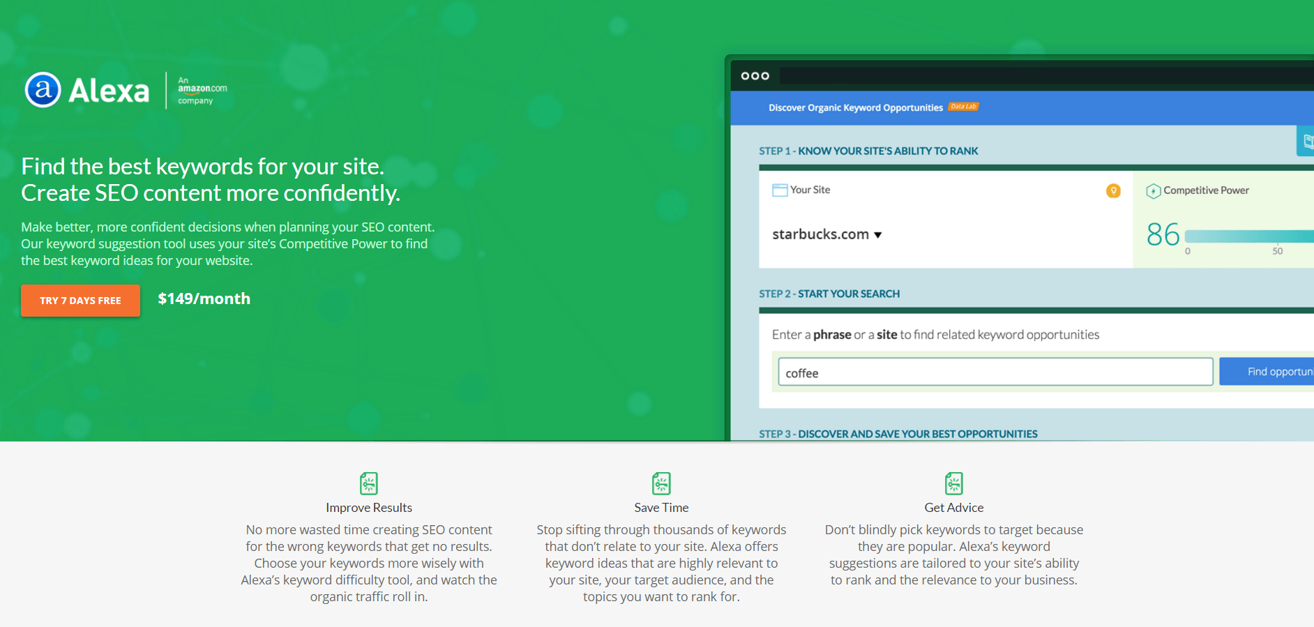 Alexa post-click landing page Example