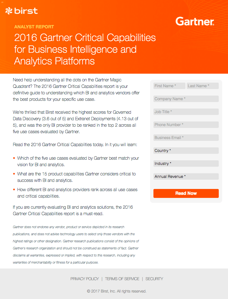 Birst post-click landing page Example