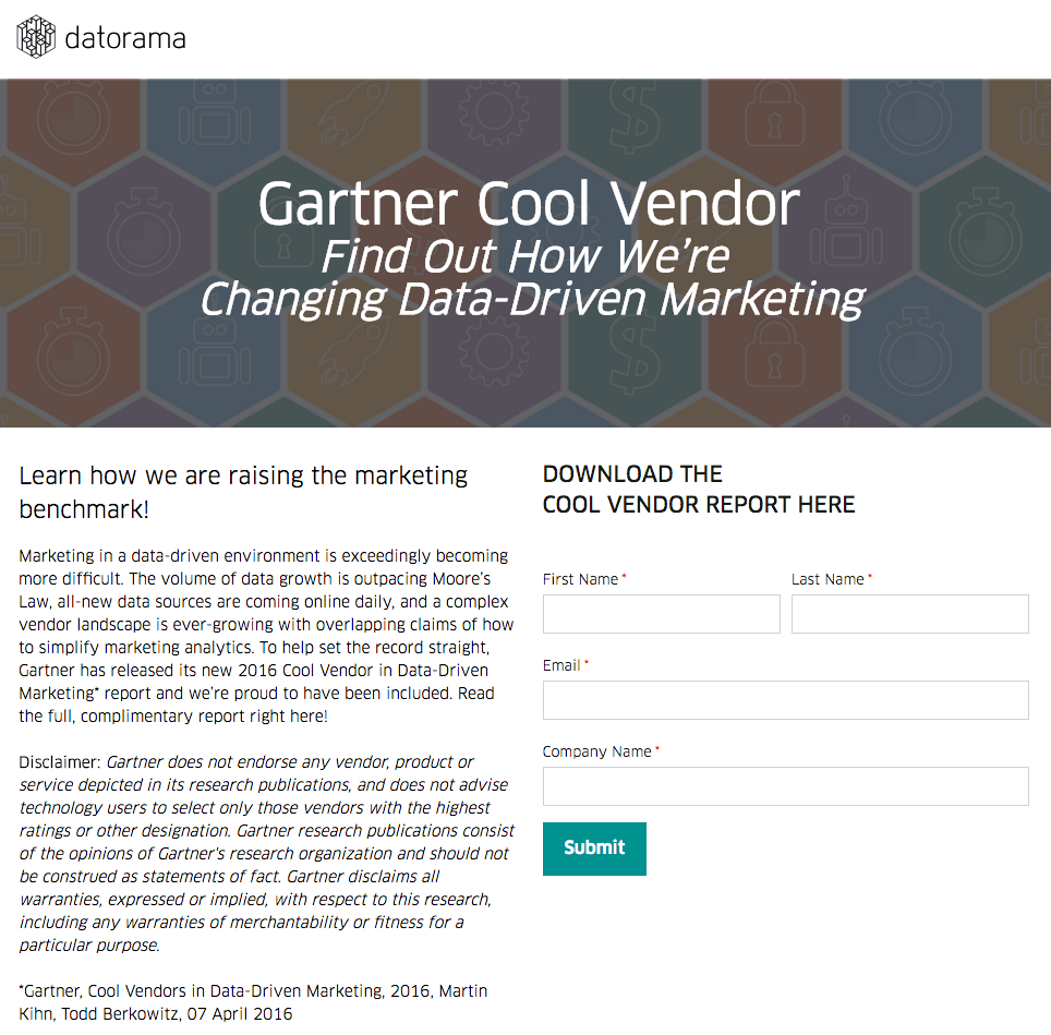 Datorama post-click landing page Example