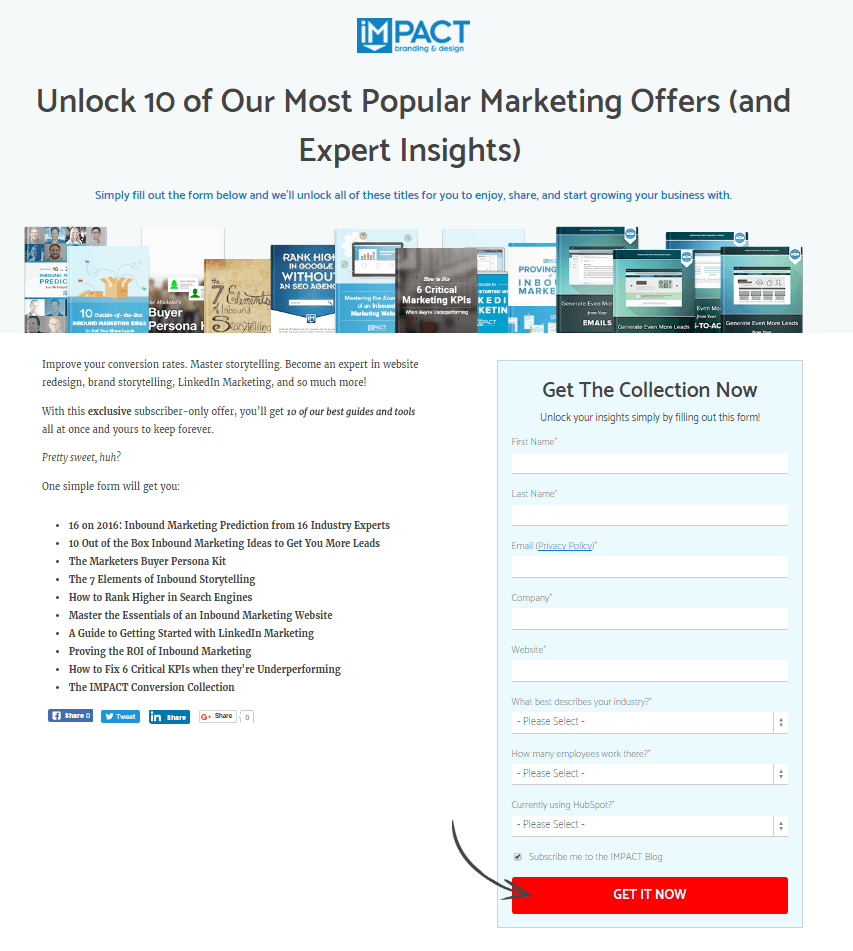 IMPACT post-click landing page Example