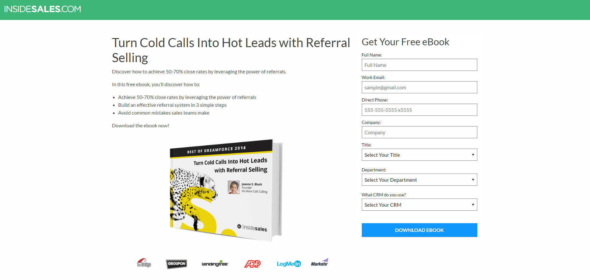 InsideSales.com post-click landing page Example