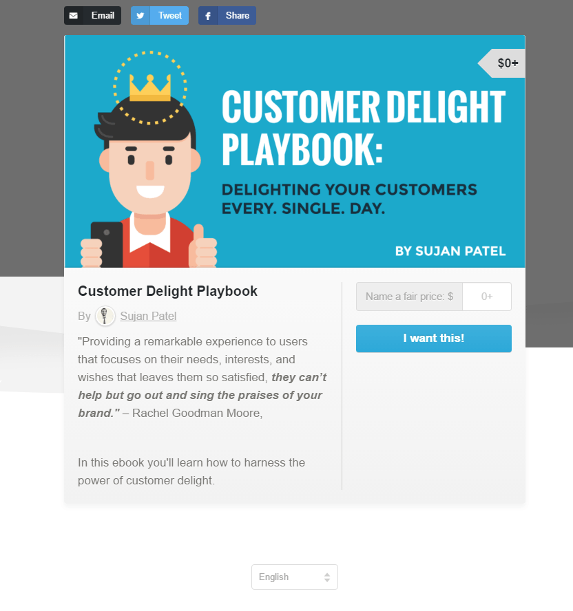 Sujan Patel post-click landing page Example