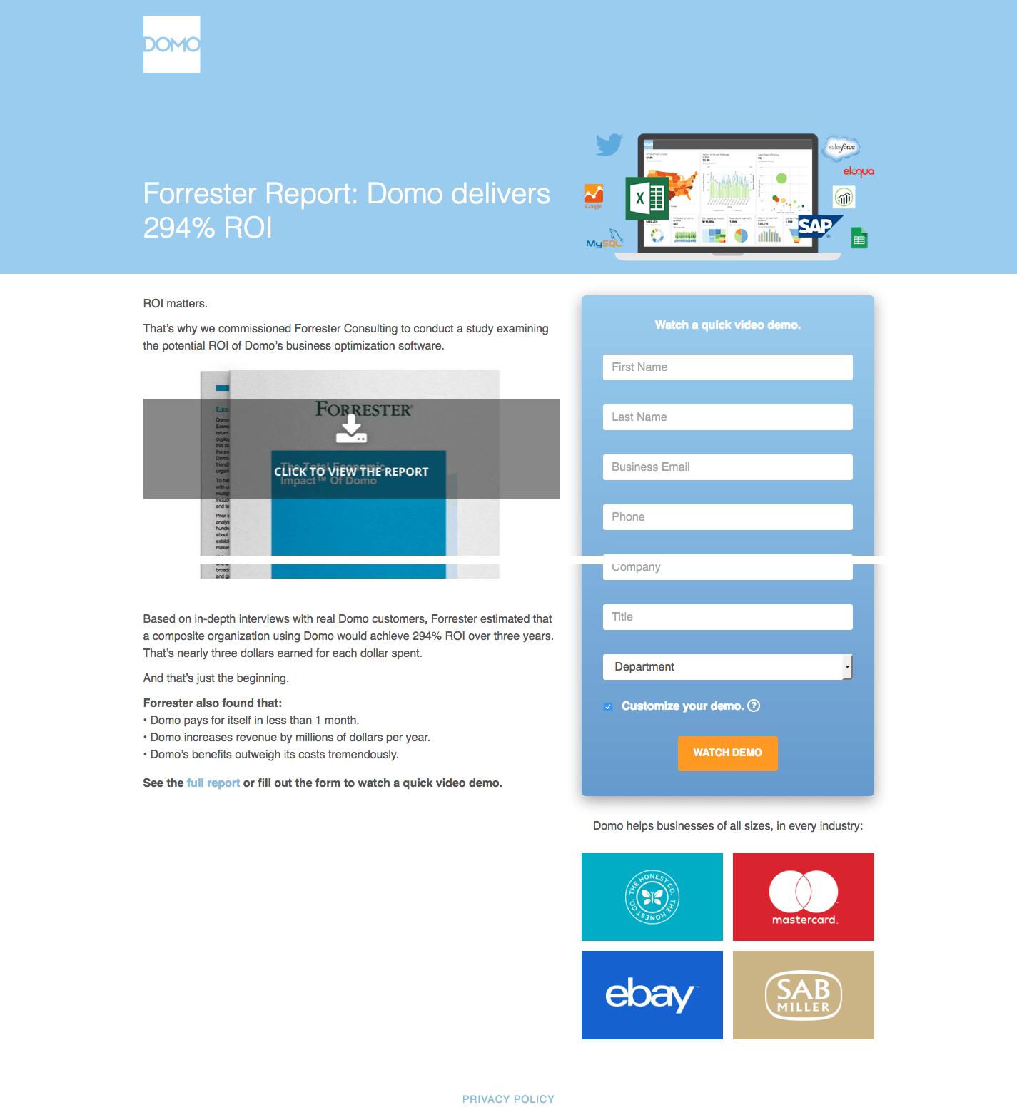 Domo Landing Page Message Match Ad Copy