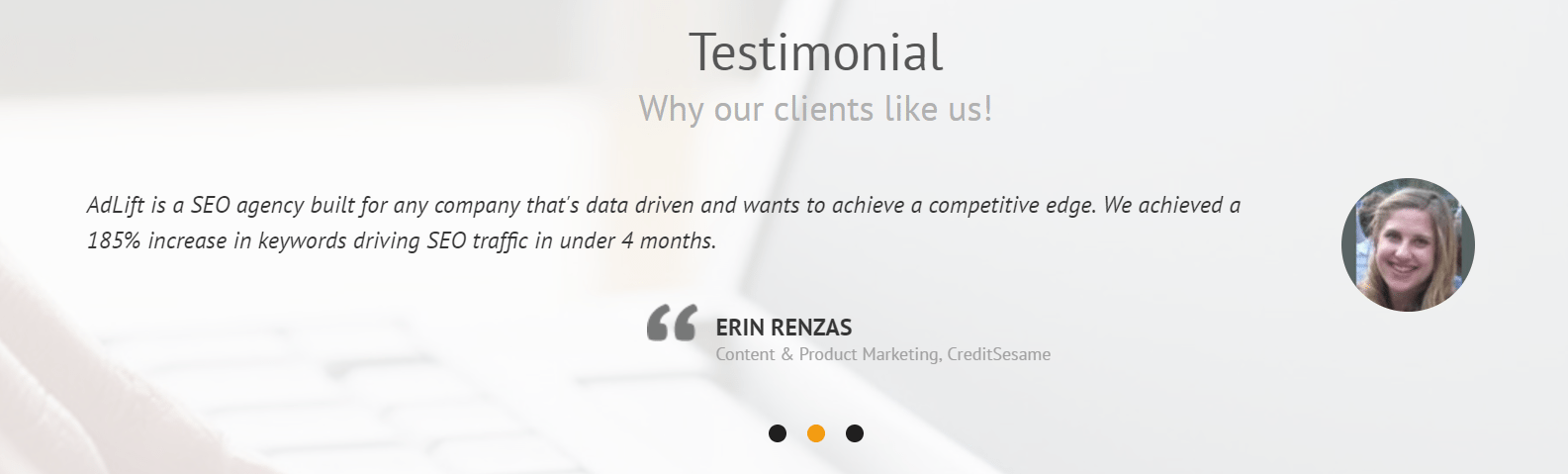 AdLift Customer Testimonial about SEO Traffic Increasing in Under 4 Months