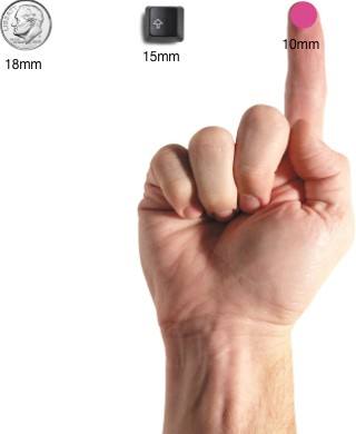 Graphic showing the average Touchpad size between 10 and 14mm
