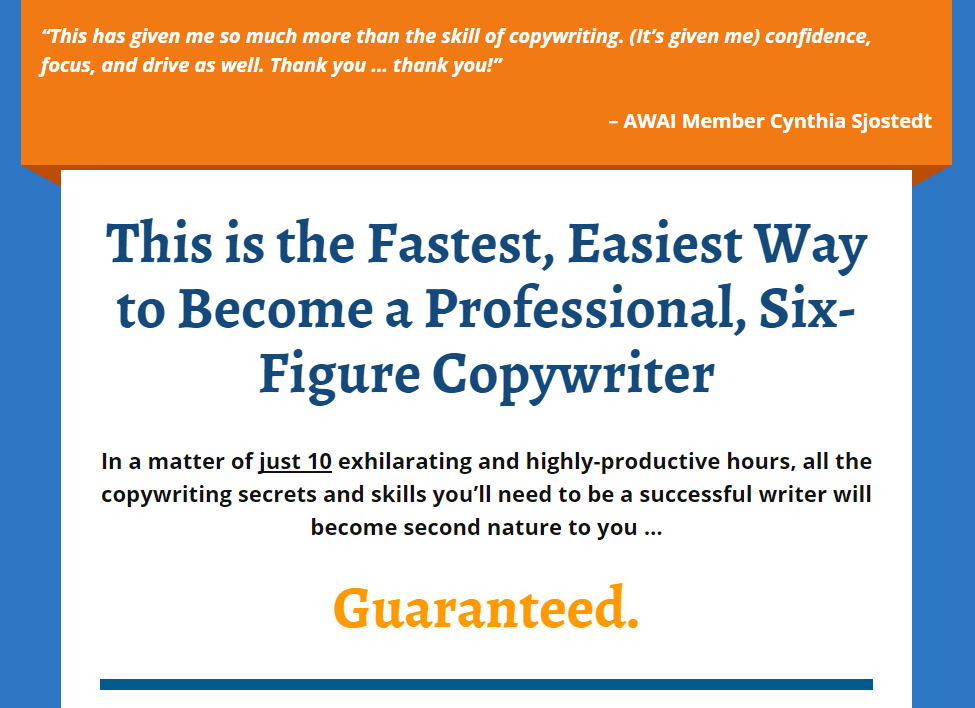 AWAI Quick and Easy Headline Example