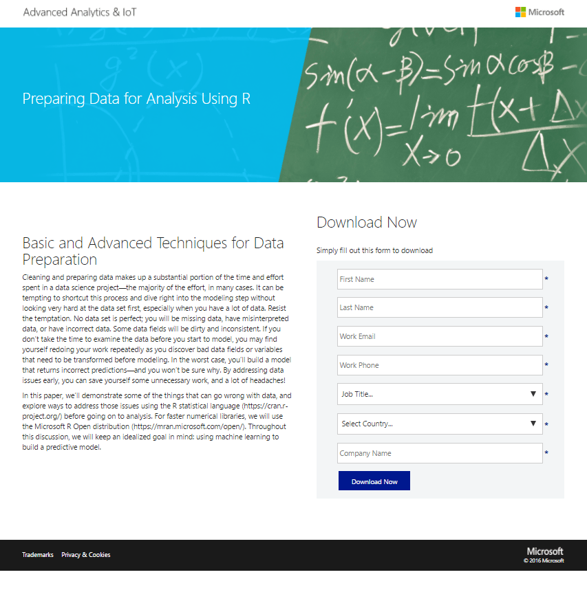 Microsoft post-click landing page with Block Text is shown