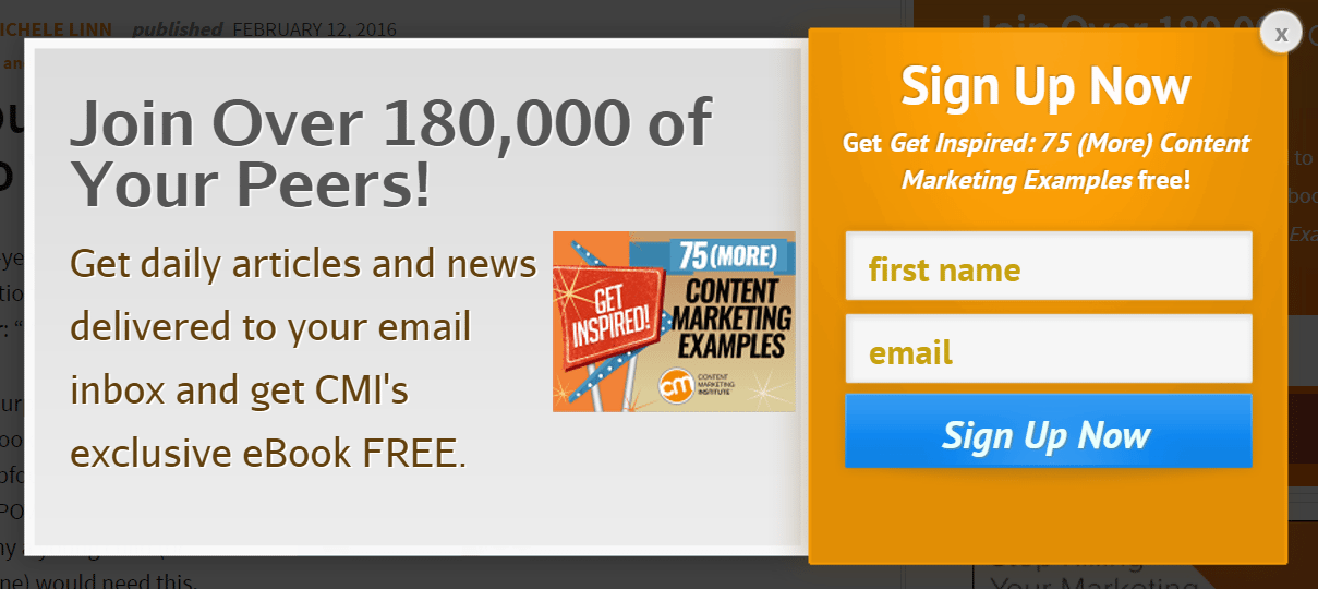 Content Marketing Institute Social Proof Example