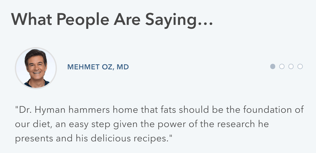 Dr. Hyman Customer Testimonial Featuring Dr. Mehmet Oz