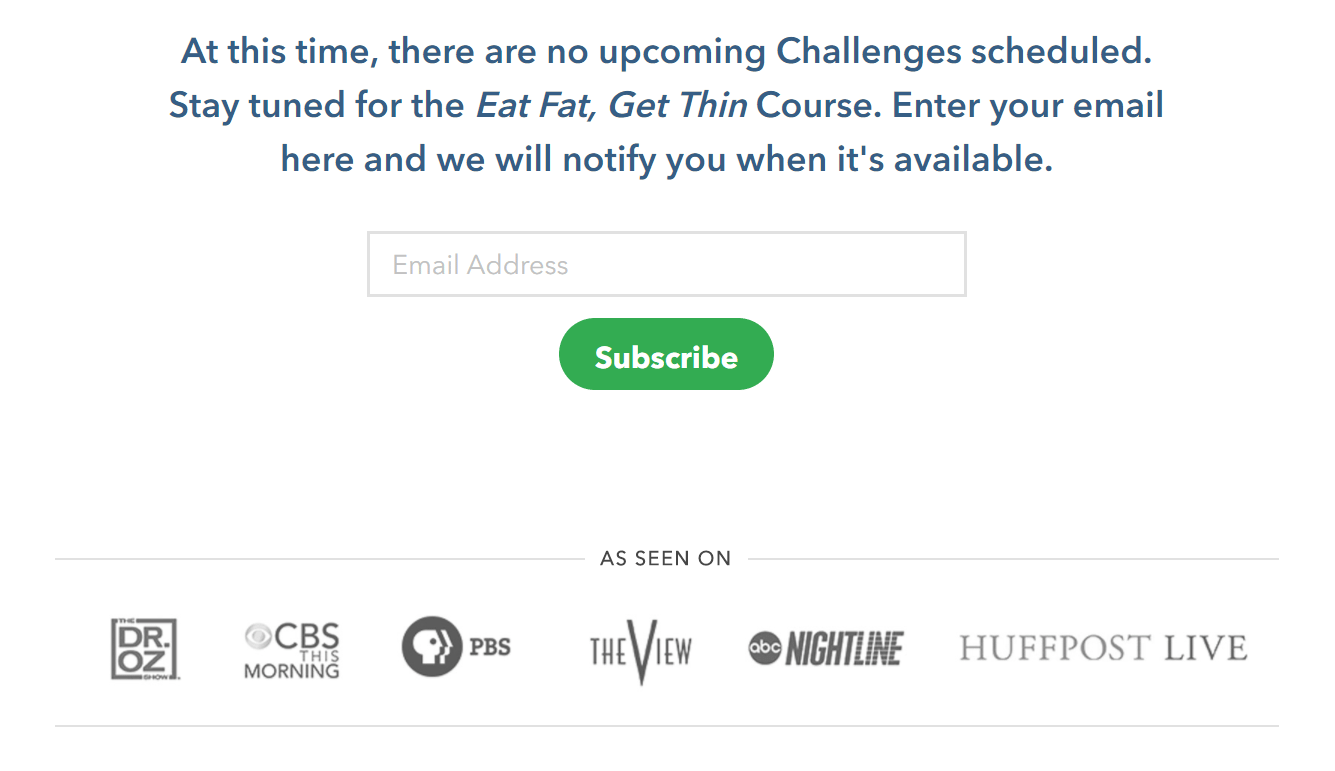 Eat Fat, Get Thin post-click landing page Publications
