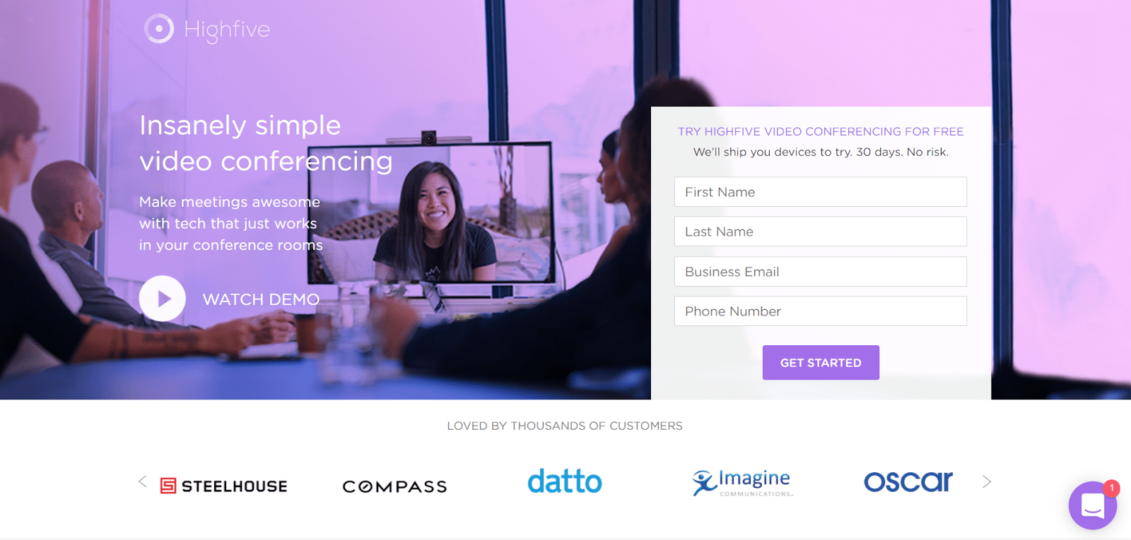 Highfive Lead Capture Page Example