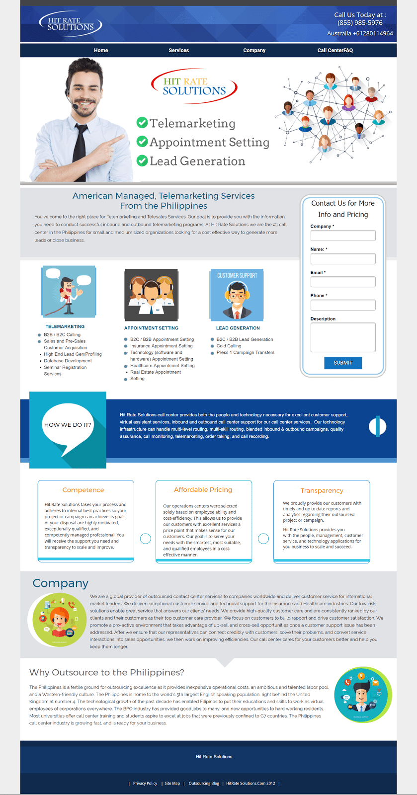 Hit Rate Solutions post-click landing page Example