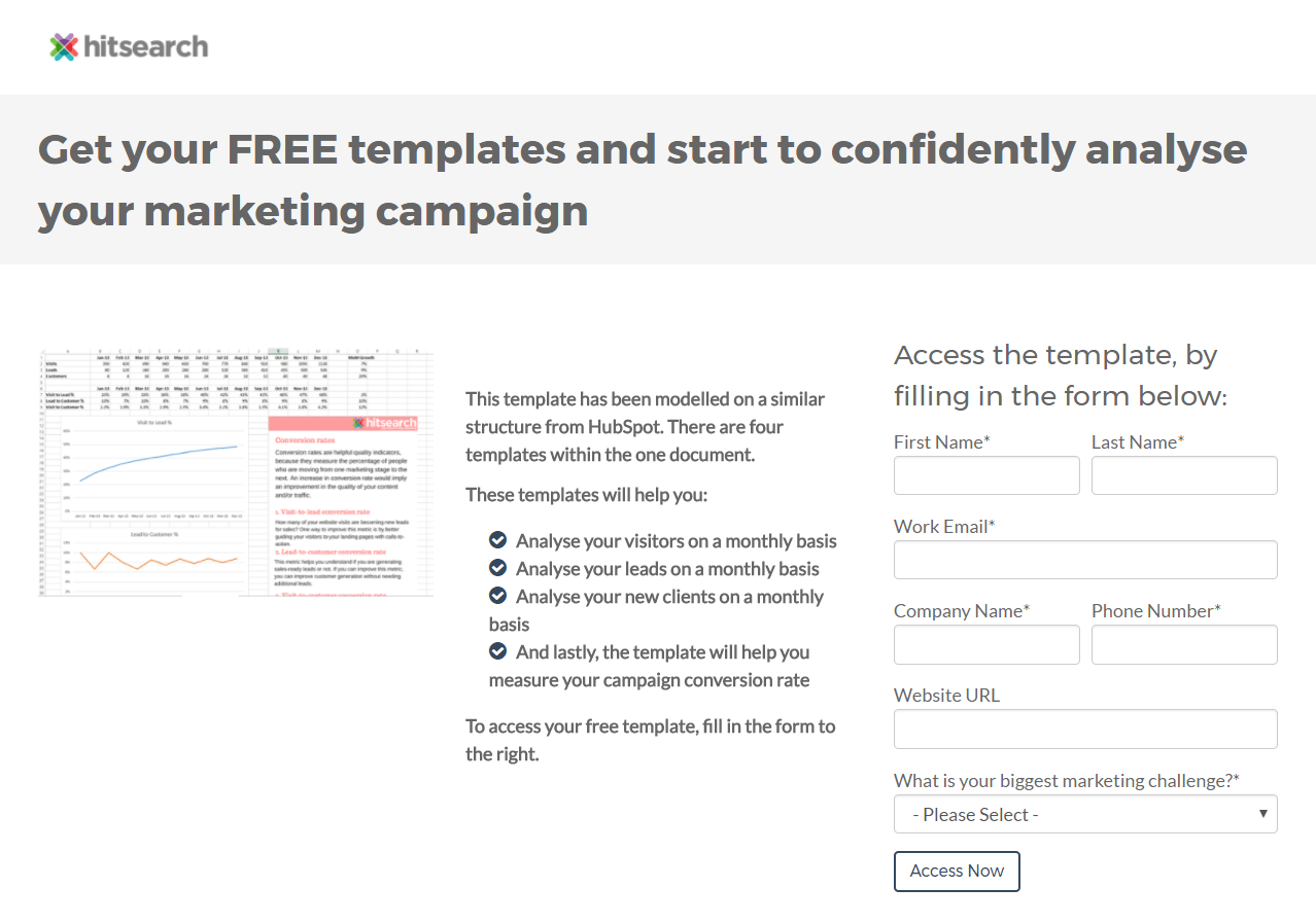 Hit Search post-click landing page Example