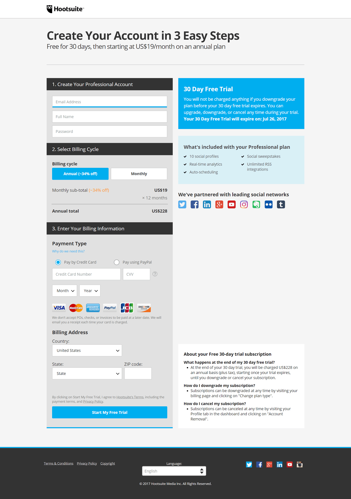 Hootsuite Click-through Page Example