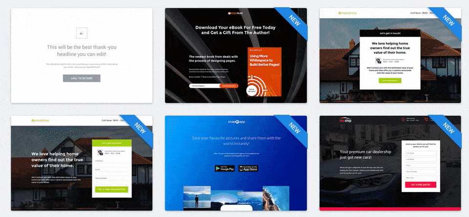 showing instapage templates 