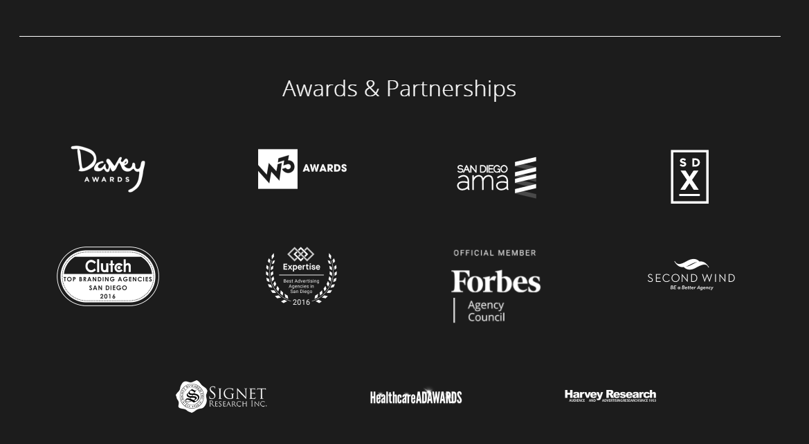 L7 CREATIVE Awards Section on their Homepage