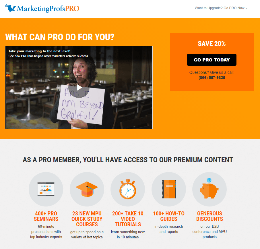MarketingProfs post-click landing page Example