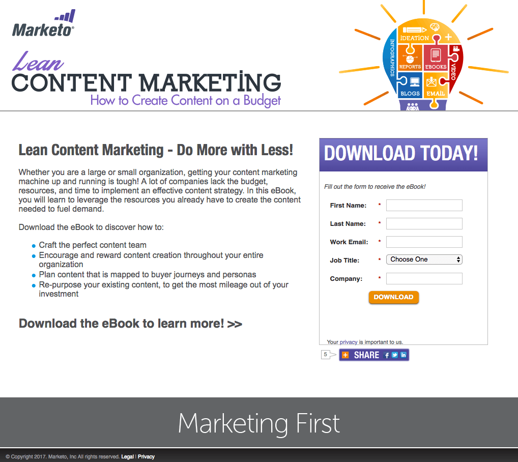 Marketo post-click landing page Design Example