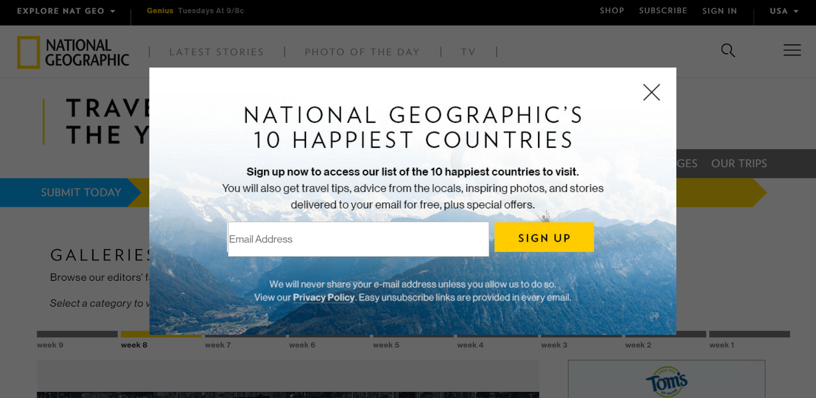 National Geographic Squeeze Page Example