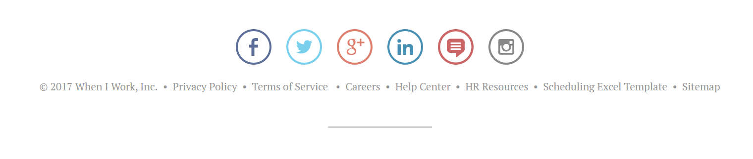 WhenIWork post-click landing page Footer Example