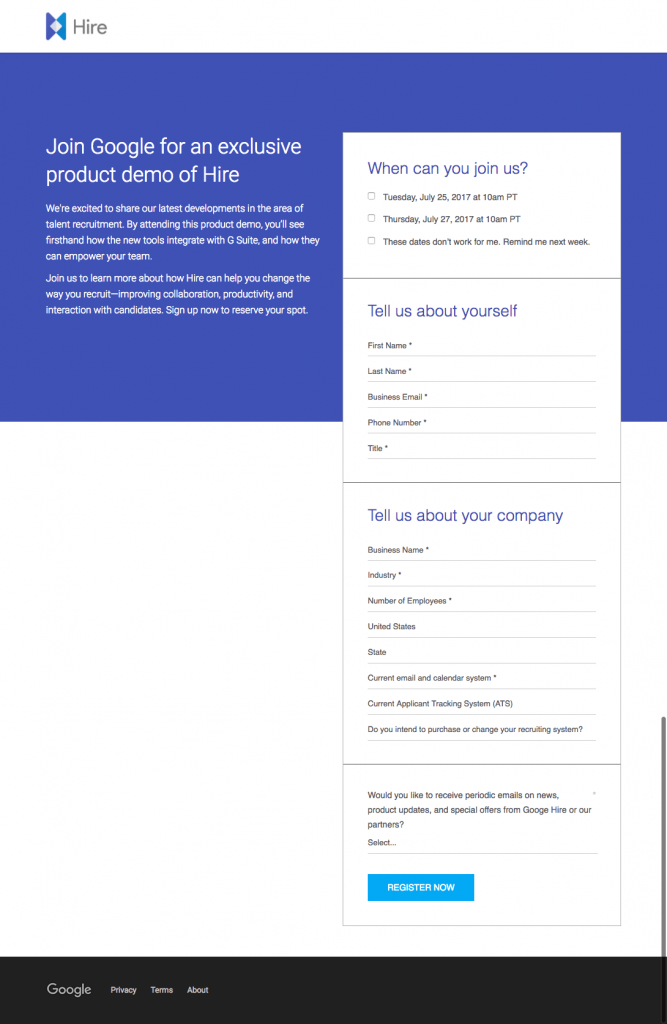 How Google Hire Is Taking on the Recruiting Industry with Landing Pages
