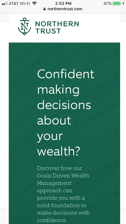 mobile landing page report Northern Trust