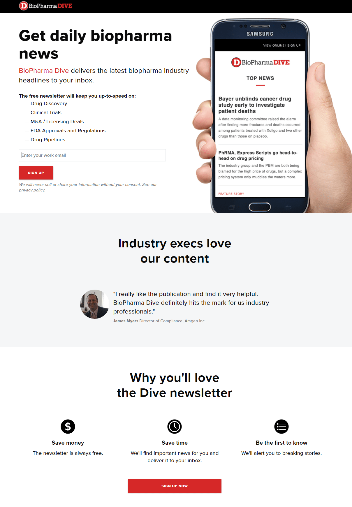 mobile landing page report pharmaceuticals