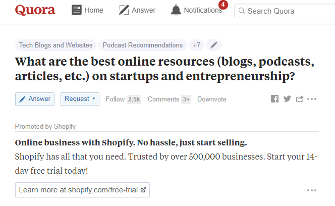 digital advertising channels Quora