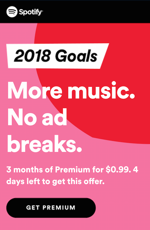 mobile landing page report Spotify phone