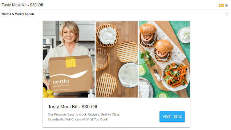 Gmail ads example imagery Martha Stewart