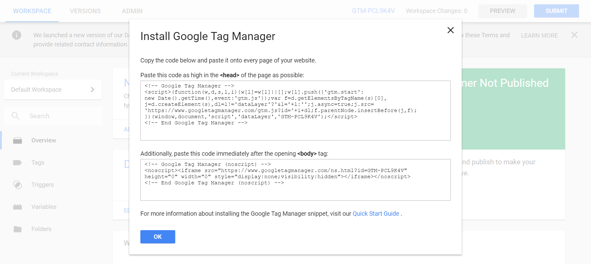 Google Tag Manager install